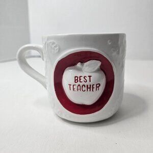 Hallmark Best Teacher Mug White Red 3D Apple Teacher Appreciation Coffee Cup